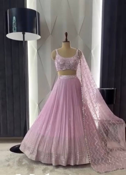 Latest Georgette Sequence Real Mirror Work Lehenga Choli