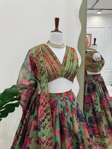 Letest Organza Full Stitched With Sequnce Work Lehenga Choli
