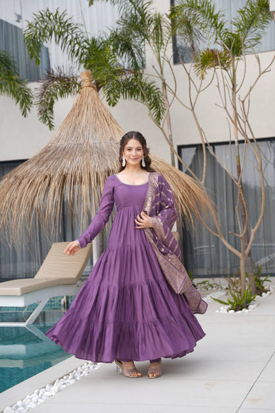 Trendy Roman Silk Chanderi Anarkali Suit