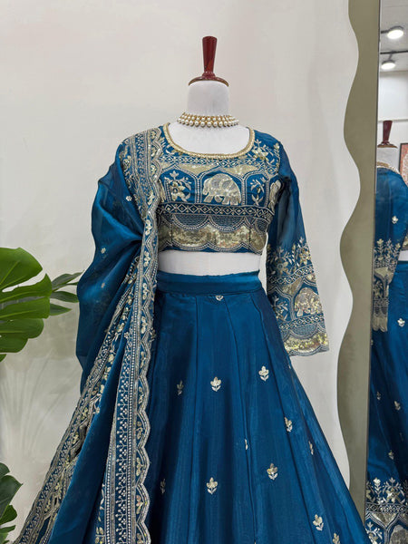 Wedding Wear Blue Color Lehenga Choli