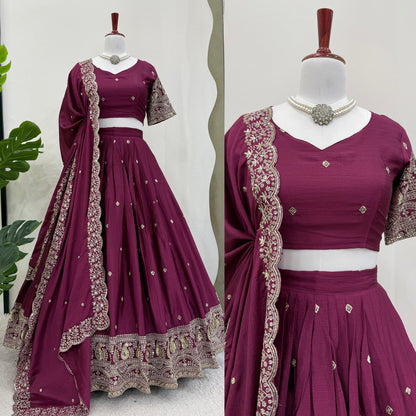 Latest Chinon SIlk Sequence Work Lehenga Choli