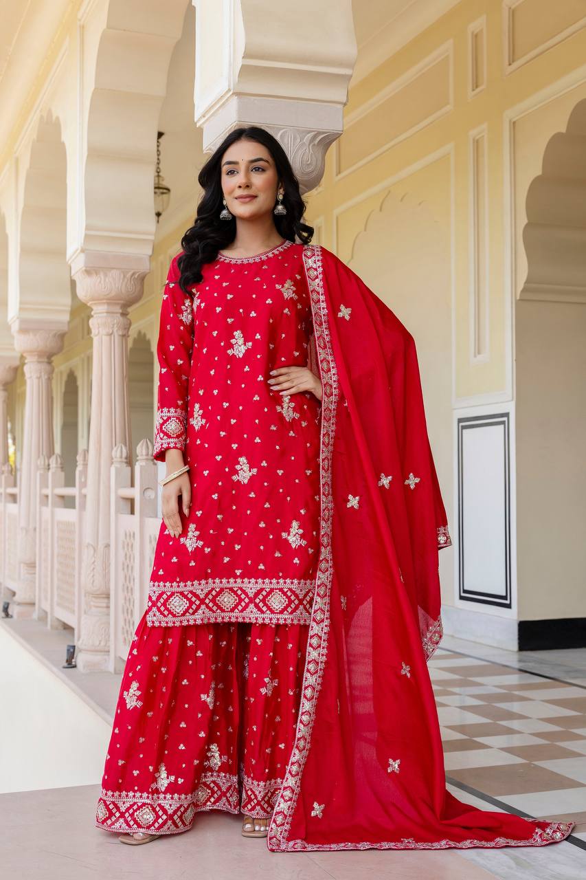 Chinon Silk Sequence Work Salwar Suit