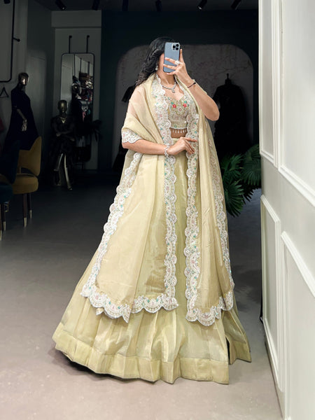 Latest Gold Crush Sequence Thread Lehenga Choli