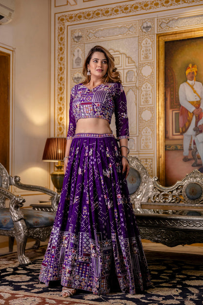 Latest Violet Color Georgette Sequence Lehenga Choli