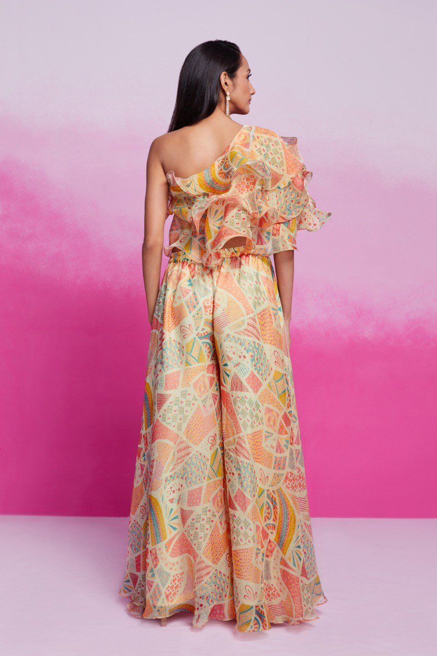 Cream Color Cape Palazzo Set