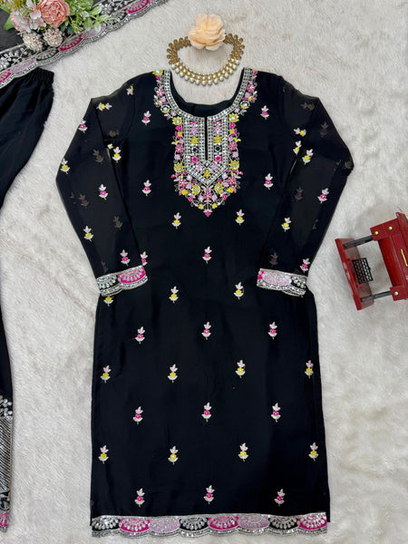 Georgette Sequence Work Sharara Suit