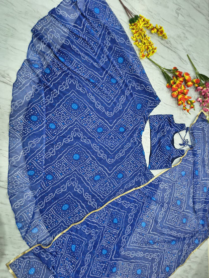 Designer Georgette Lehenga Choli with Printed Work & Lace Border Dupatta