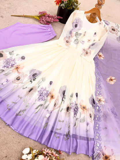 georgette anarkali sequence suit