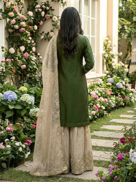 Silk Embroidery Sharara Suit