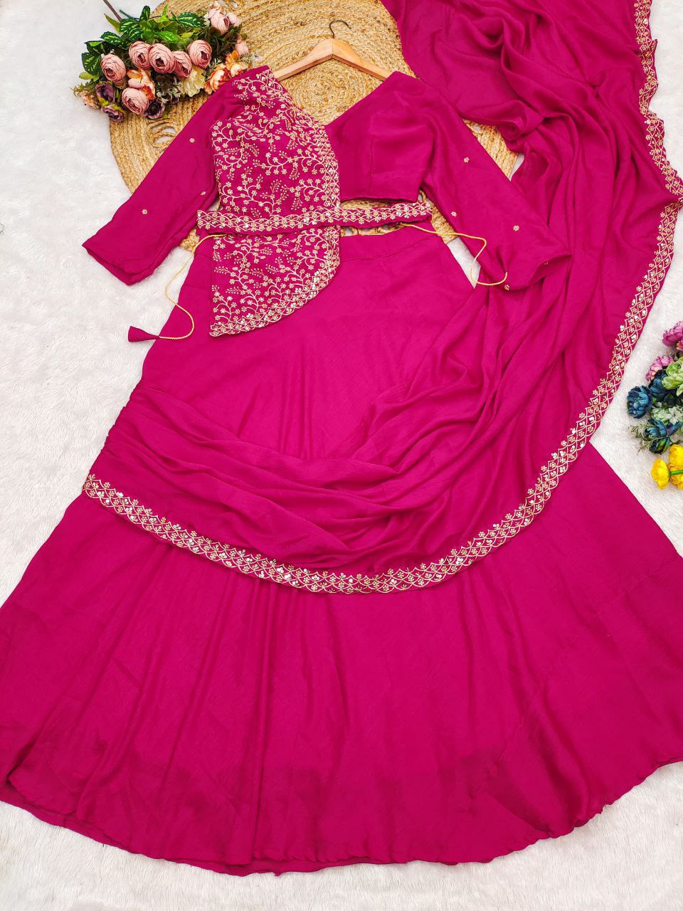 chinon silk ready to wear lehenga saree