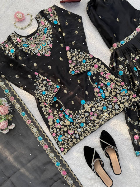 Premium JMC Silk Sharara Set with Sequence & Rivet Moti Work