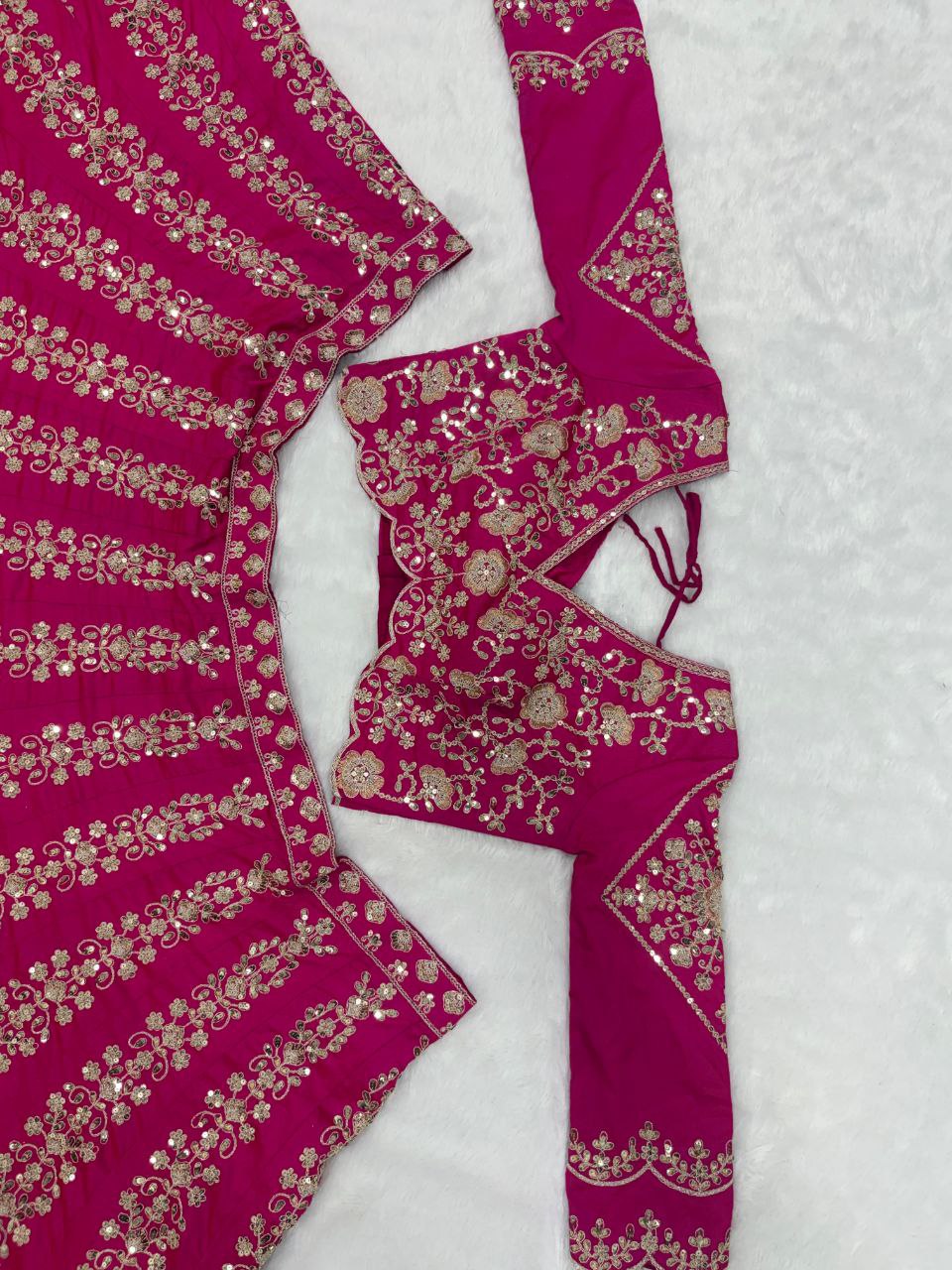 Two-Tone Silk Designer Lehenga Choli with Intricate Thread & Sequins Work