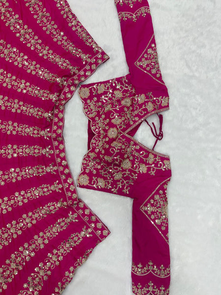 Two-Tone Silk Designer Lehenga Choli with Intricate Thread & Sequins Work