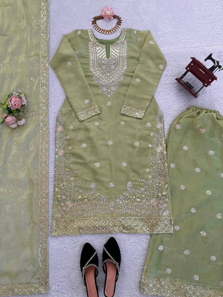 Exquisite JMC Silk Thread-Work Suit Set