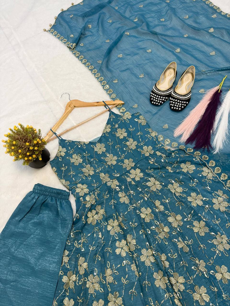 Premium Heavy Crushi Silk Anarkali Suit Set