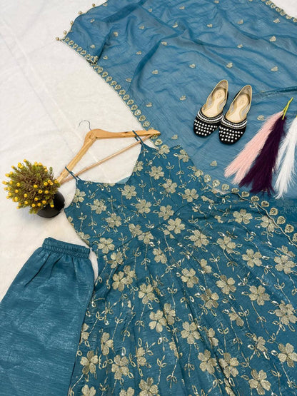 Premium Heavy Crushi Silk Anarkali Suit Set