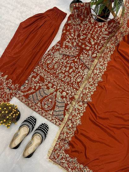 Premium Natural Crepe Silk Farshi Salwar Suit
