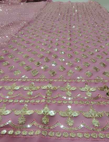 Exquisite Bottle pink Sequence Embroidery Lehenga Set