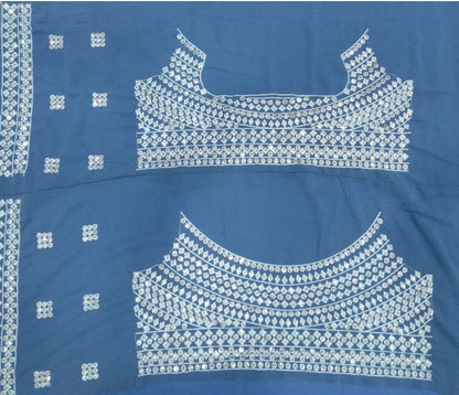 Elegant Dark Sky Blue Faux Georgette Lehenga Choli Set