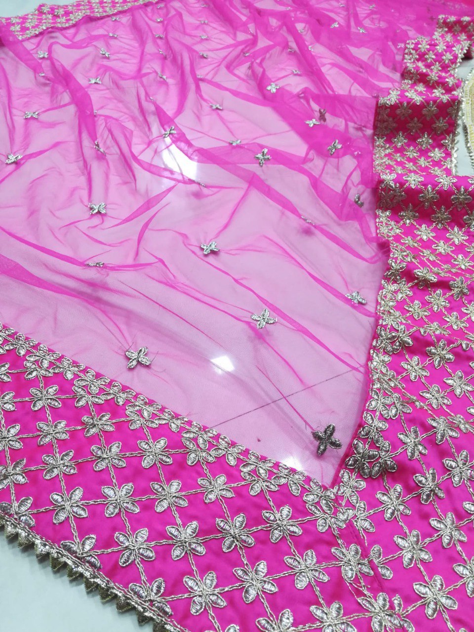 Rani Satin Silk Embroidered Lehenga Choli Set