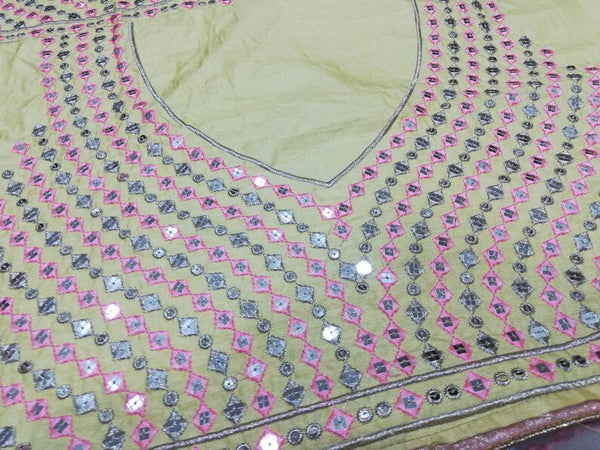 Radiant Yellow Multi-Work Dola Silk Lehenga Set