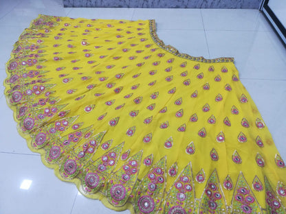 Radiant Yellow Faux Georgette Lehenga Choli Set