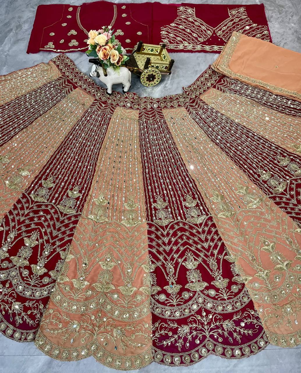 Premium Fox Georgette Sequins Mirror Work Lehenga Choli