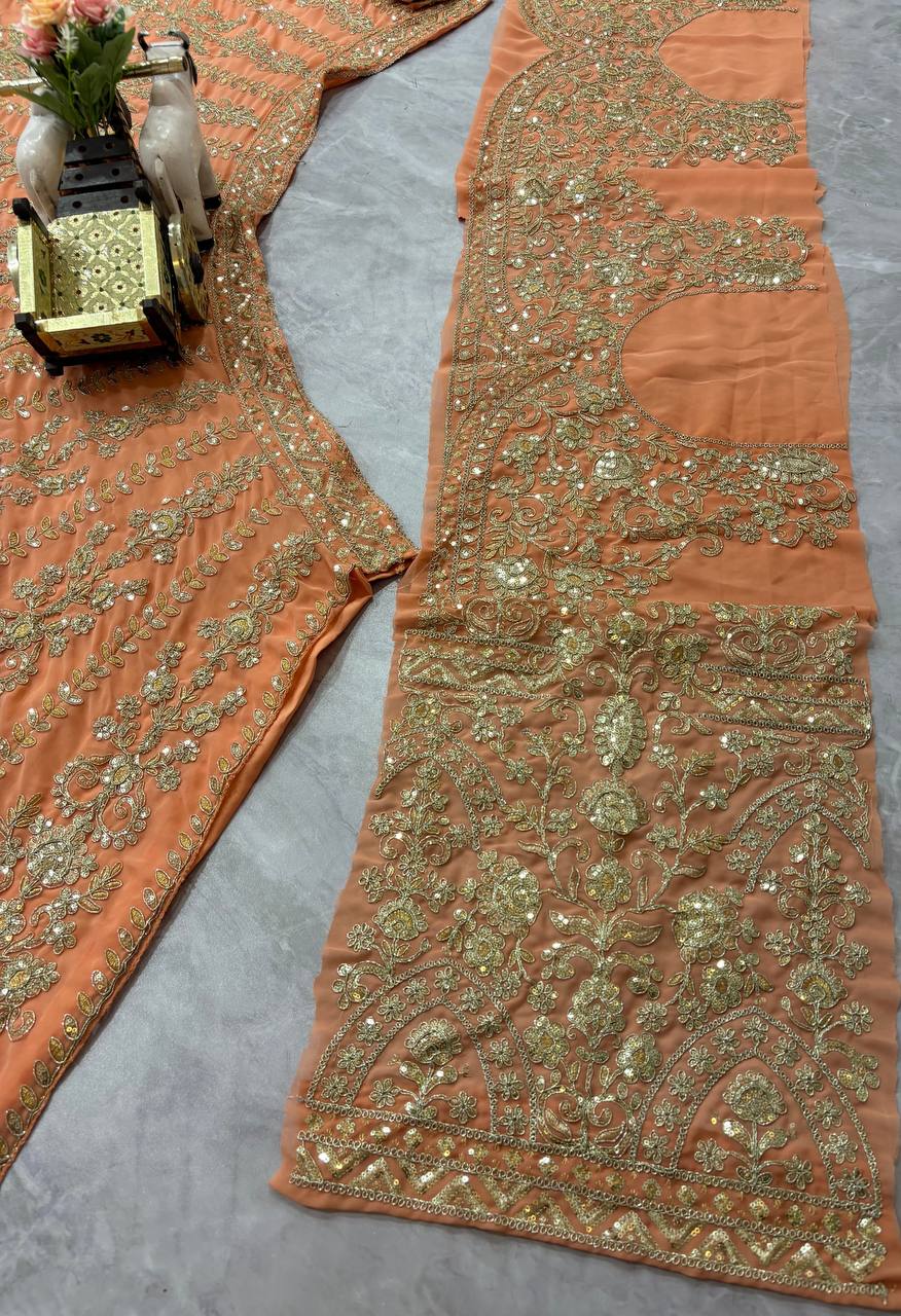 Premium Faux Georgette Lehanga Choli with Coding Sequins Work