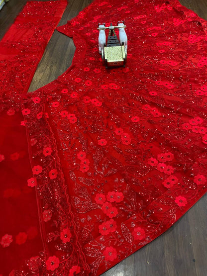 Premium Embroidered Butterfly Net Lehenga Choli Set