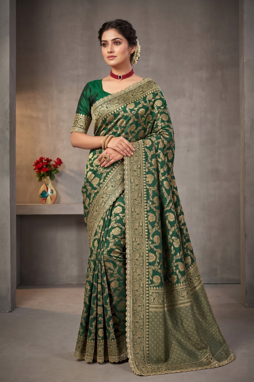 Latest Banarasi Silk Saree with Matching Silk Blouse Piece