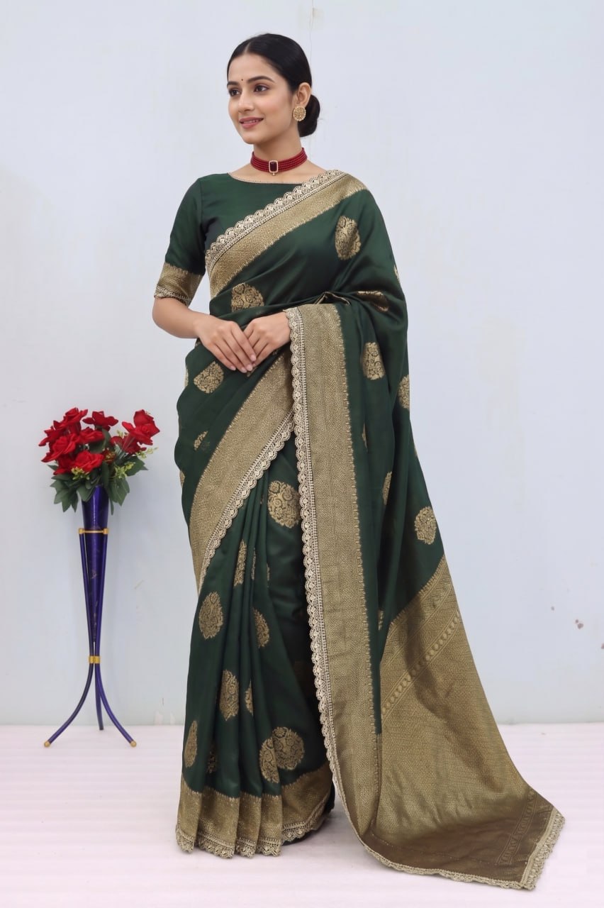 Banarasi Silk Saree With SIlk Blouse Piece For Women