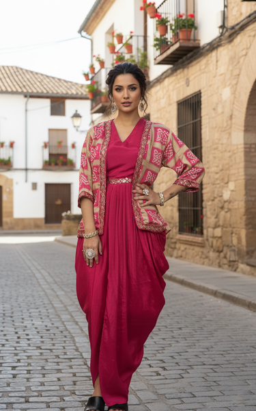 Stylish Chinon Silk Indo Western