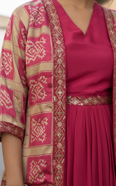 Stylish Chinon Silk Indo Western