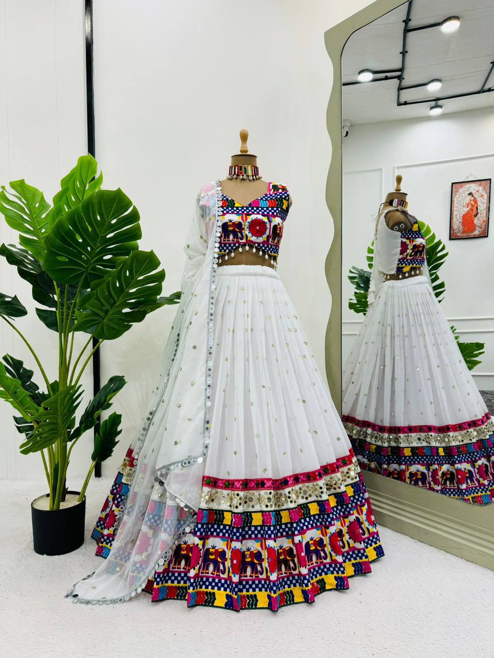 Latest Georgette Chine Stitch Kodi Work Lehenga Choli