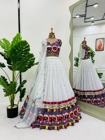 Latest Georgette Chine Stitch Kodi Work Lehenga Choli