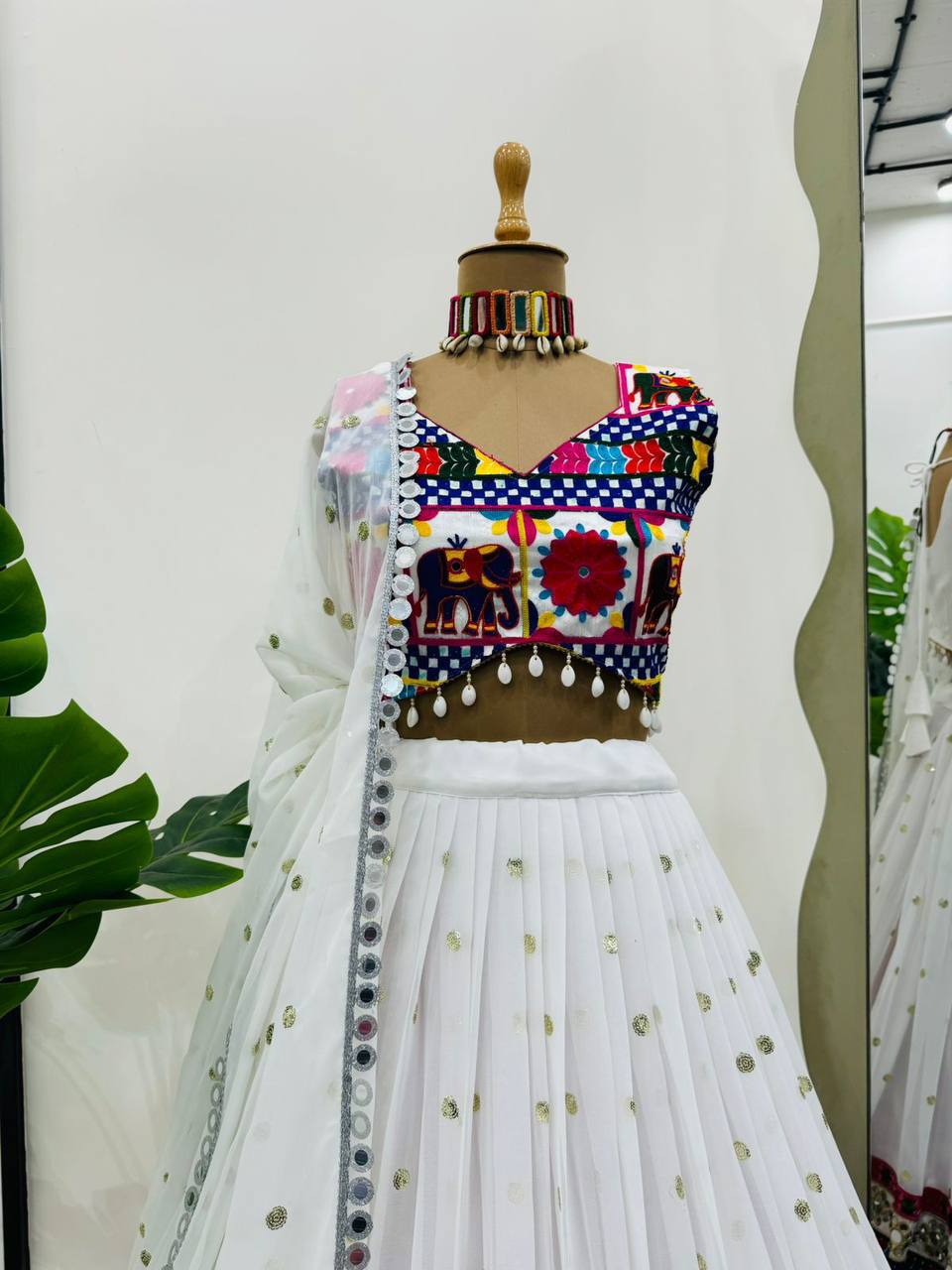 Latest Georgette Chine Stitch Kodi Work Lehenga Choli