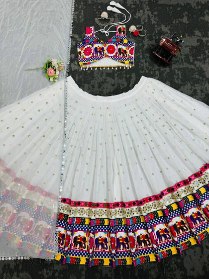 Latest Georgette Chine Stitch Kodi Work Lehenga Choli