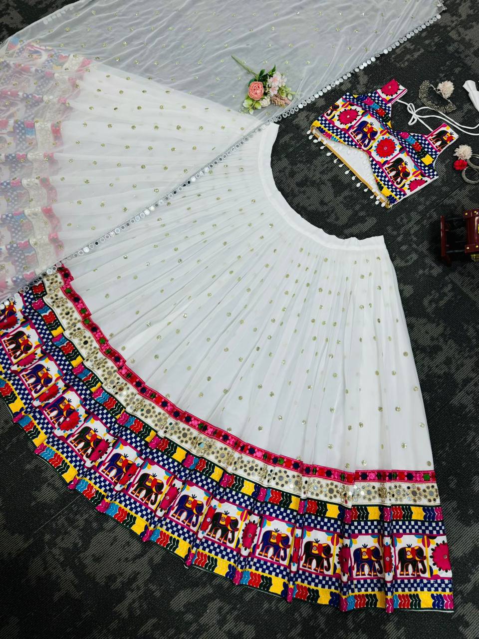 Latest Georgette Chine Stitch Kodi Work Lehenga Choli