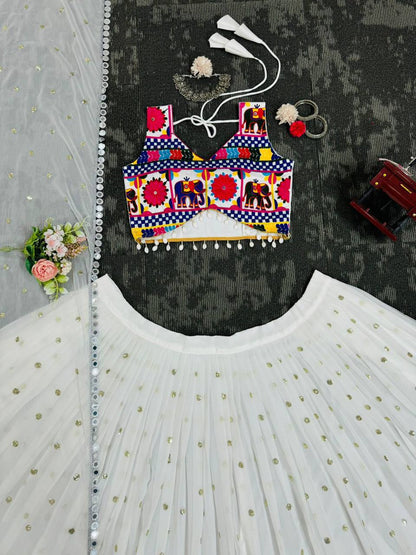 Latest Georgette Chine Stitch Kodi Work Lehenga Choli