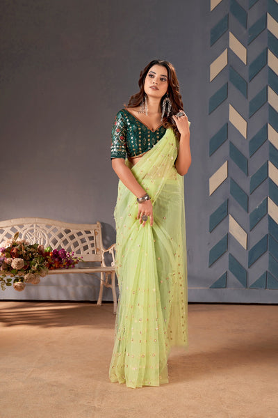 Amazing latest soft net saree with embroidery blouse