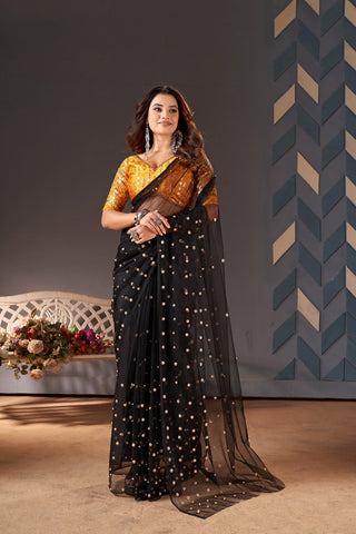 Amazing latest soft net saree with embroidery blouse