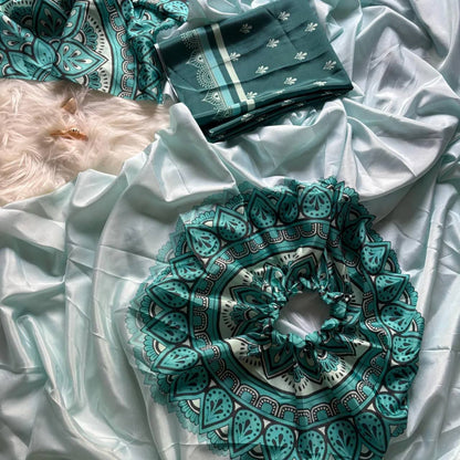Ready to wear FreeHand Satin Silk Digital Printed Saree