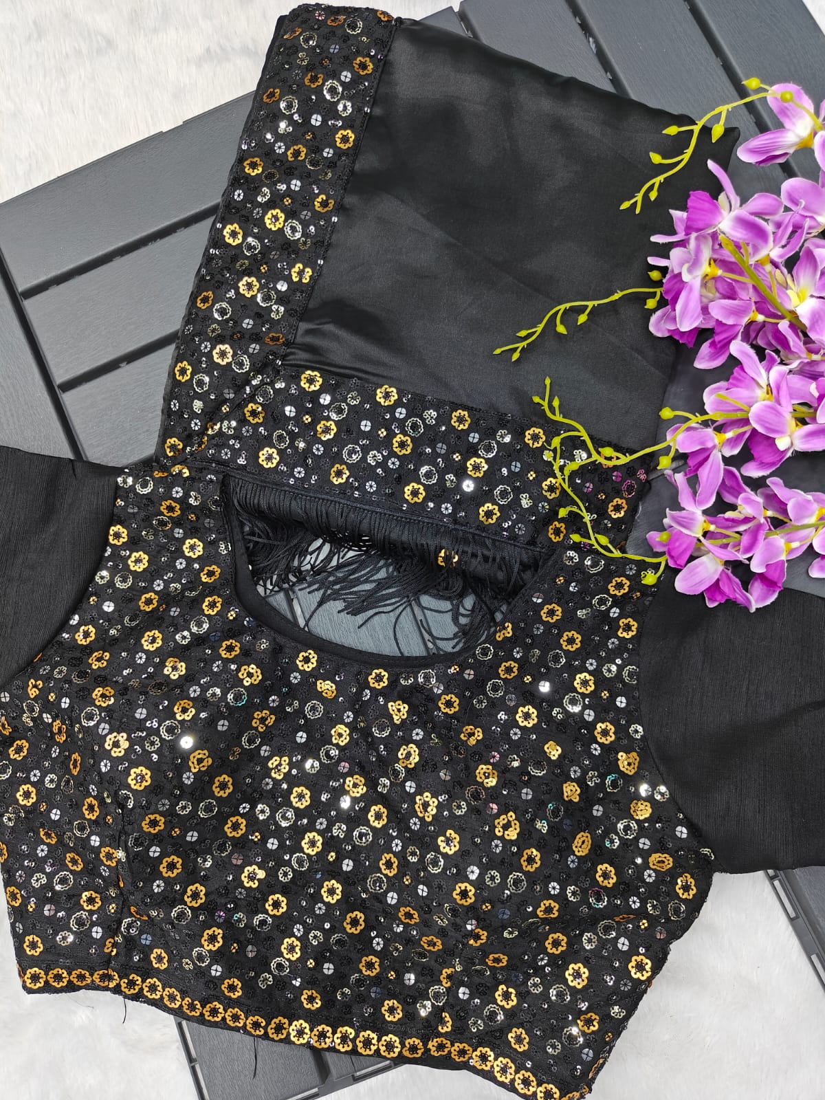 Black Rangoli Silk Fabric With Designer Sequence Work Saree