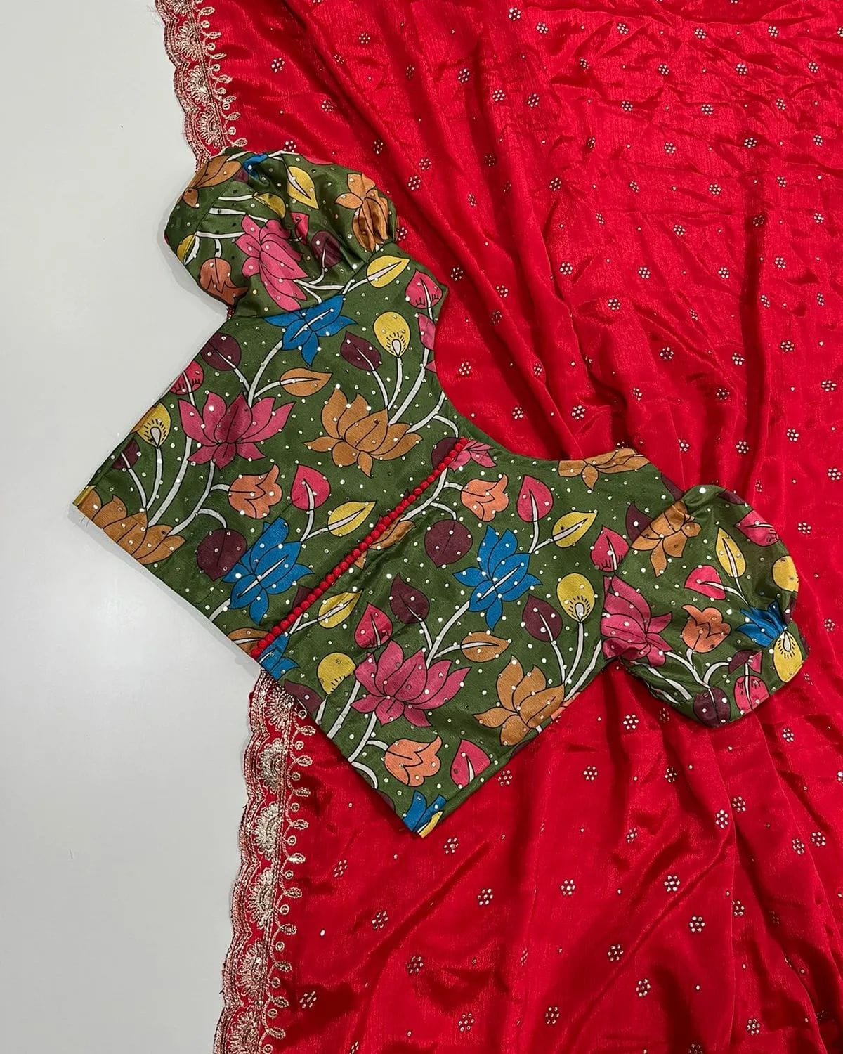 Soft Art Silk pallu sequence zari work saree with printed blouse