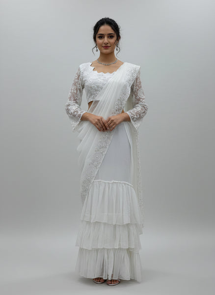 Elegant Faux Georgette Embroidered Lehenga saree Choli Set