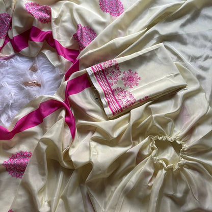 Ready to wear FreeHand Satin Silk Digital Printed Saree