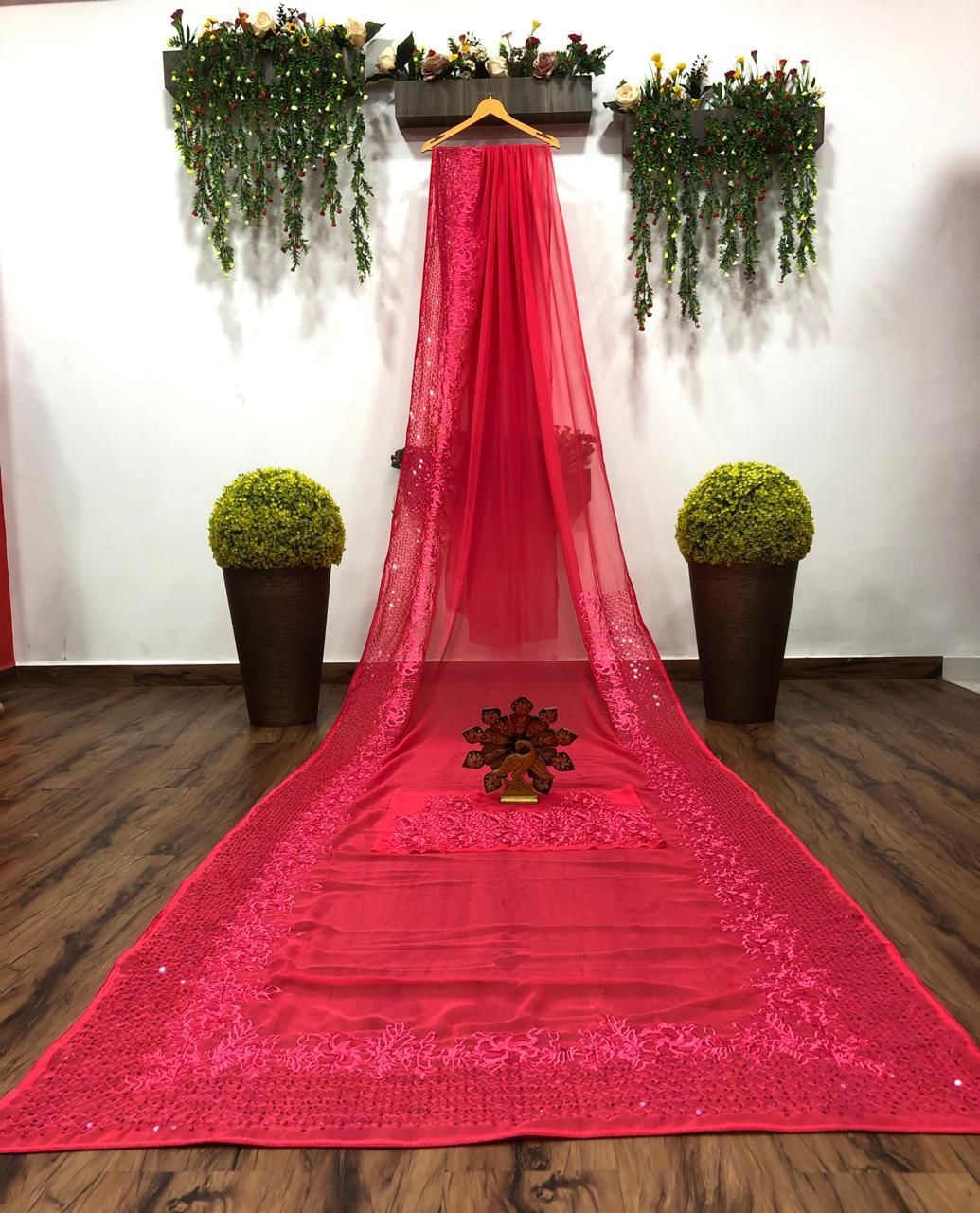 Pink color Designer Georgette Work saree Blouse For Women