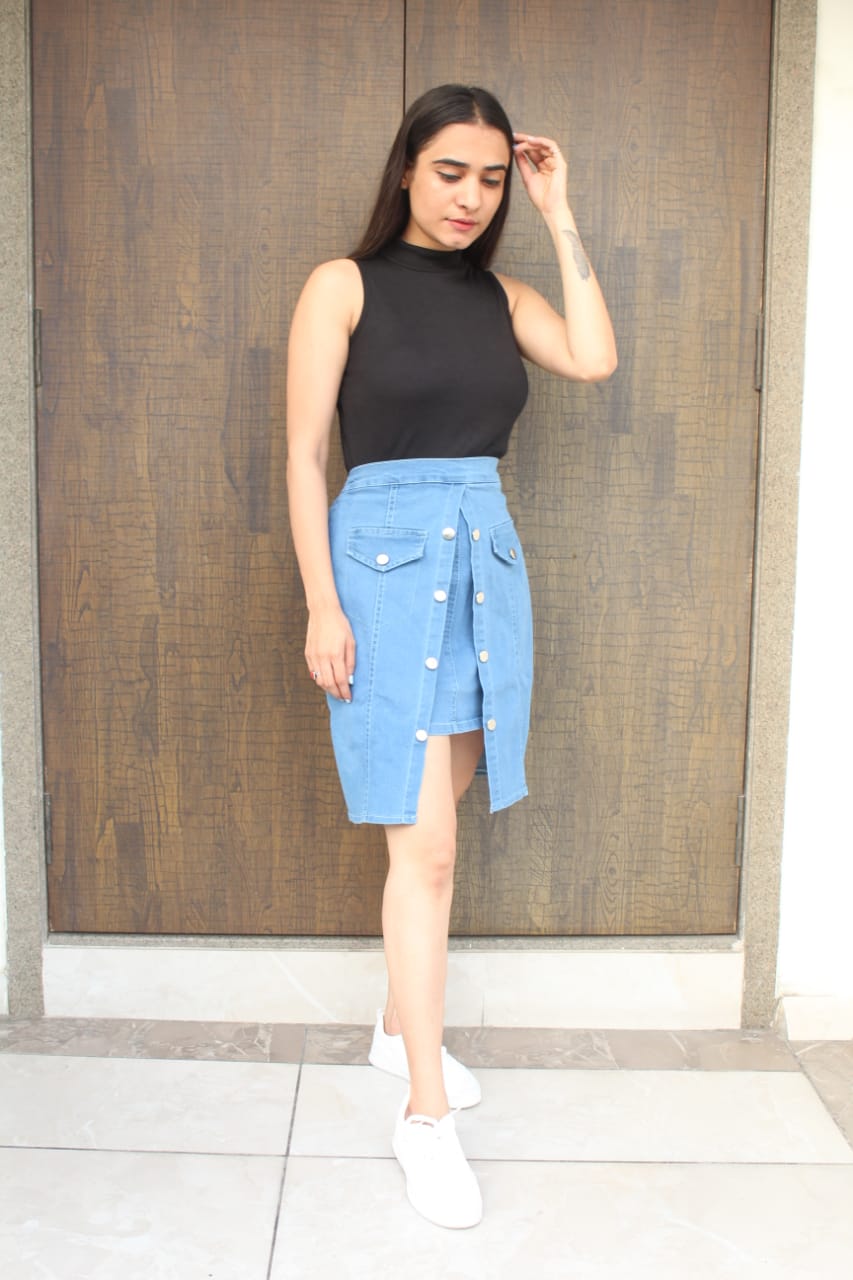 Blue Color Denim Skirt for women