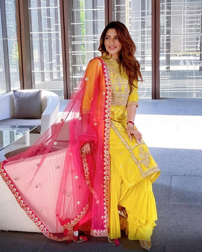 Haldi Special Yellow Color Plazo Suit