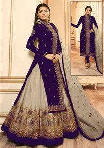 Violet Color Faux Georgette Multi Zari Embroidered Work Salwar Suit For Function Wear